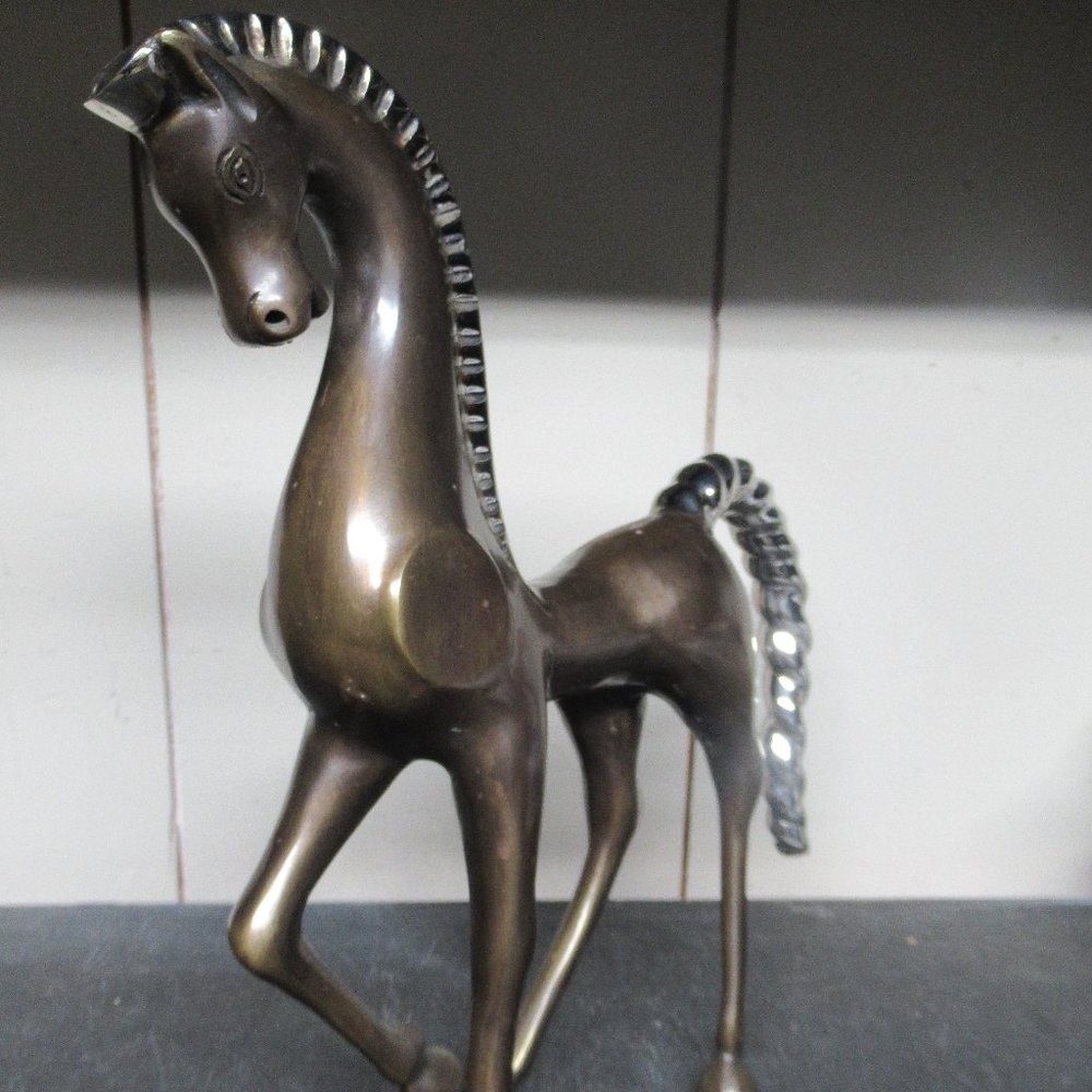 Estate Large Art Deco Bronze and Silver-Overlay Dolby Horse Figurine - Picture 11 of 14